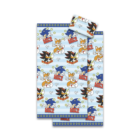 Juego Sábanas Infantiles Sonic 1 Plaza 100% Microfibra CELESTE