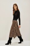 Falda Pleats Midi Leopard Marron