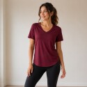 Remera Manga Corta Cuello En V Crepe Flow Fila BORDO