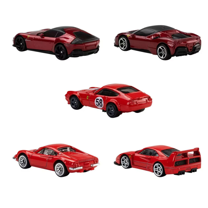 Hot Wheels Diecast Auto Ferrari Paquete de 5 autos Rosso Hot Wheels Diecast Auto Ferrari Paquete de 5 autos Rosso
