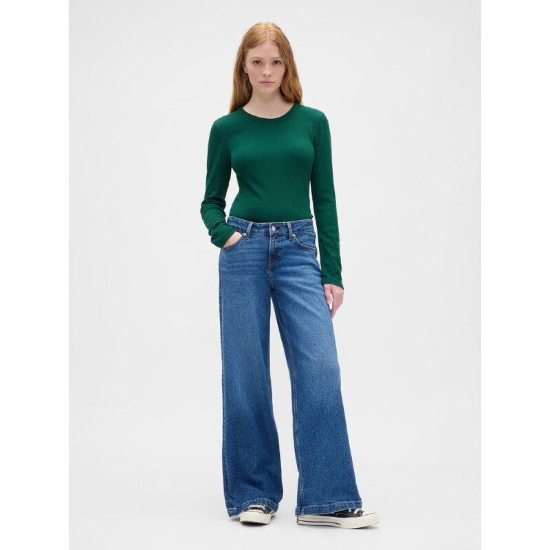 V-LS OPP WAFFLE TEE EVERGREEN GLAMOUR