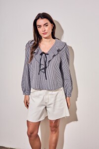 Blusa Gingham Negro