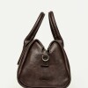 Cartera de mano Call en efecto cuero liso Marron