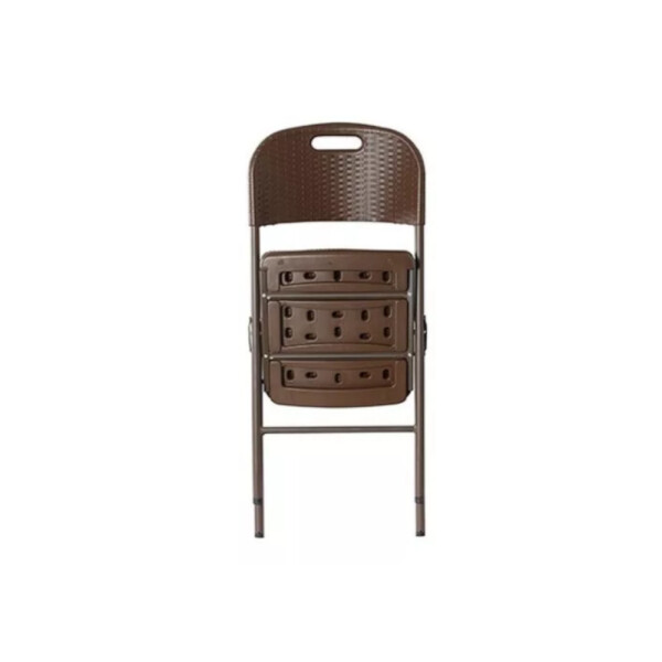 SILLA PLEGABLE PLASTICA BASE METAL 47X50X84 CM RATAN MARRON MARRON