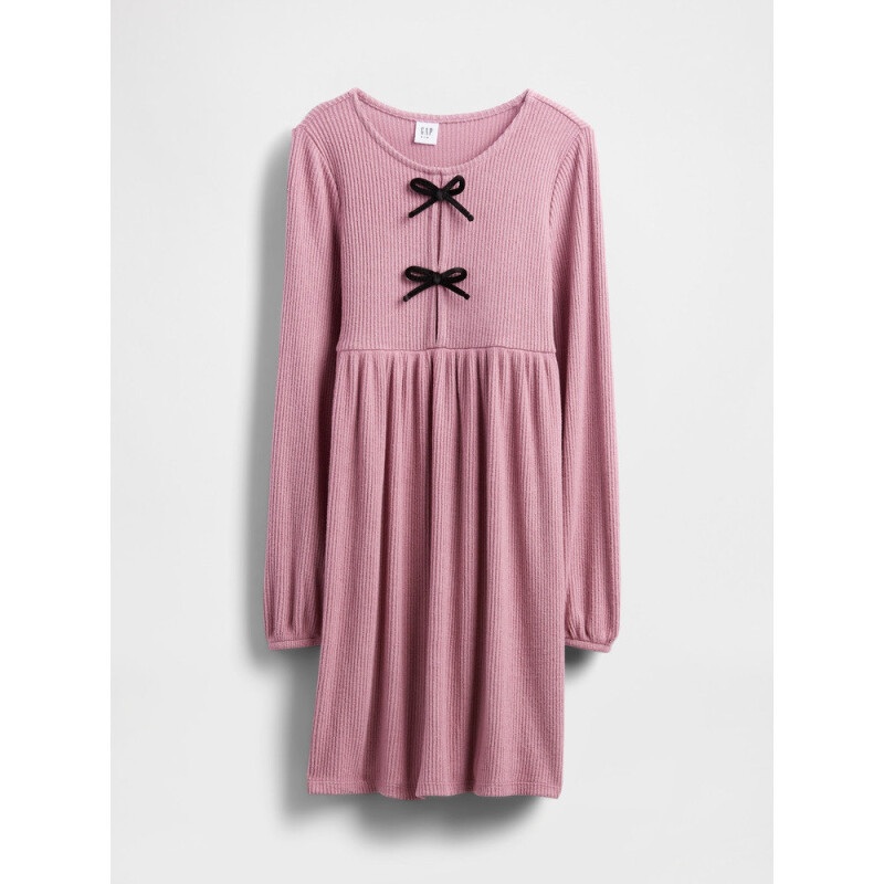 LS SNIT BOW FRONT DRS WISPY MAUVE WASH
