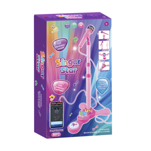Micrófono Karaoke con Soporte, Luz Y Sonido 80 cm U