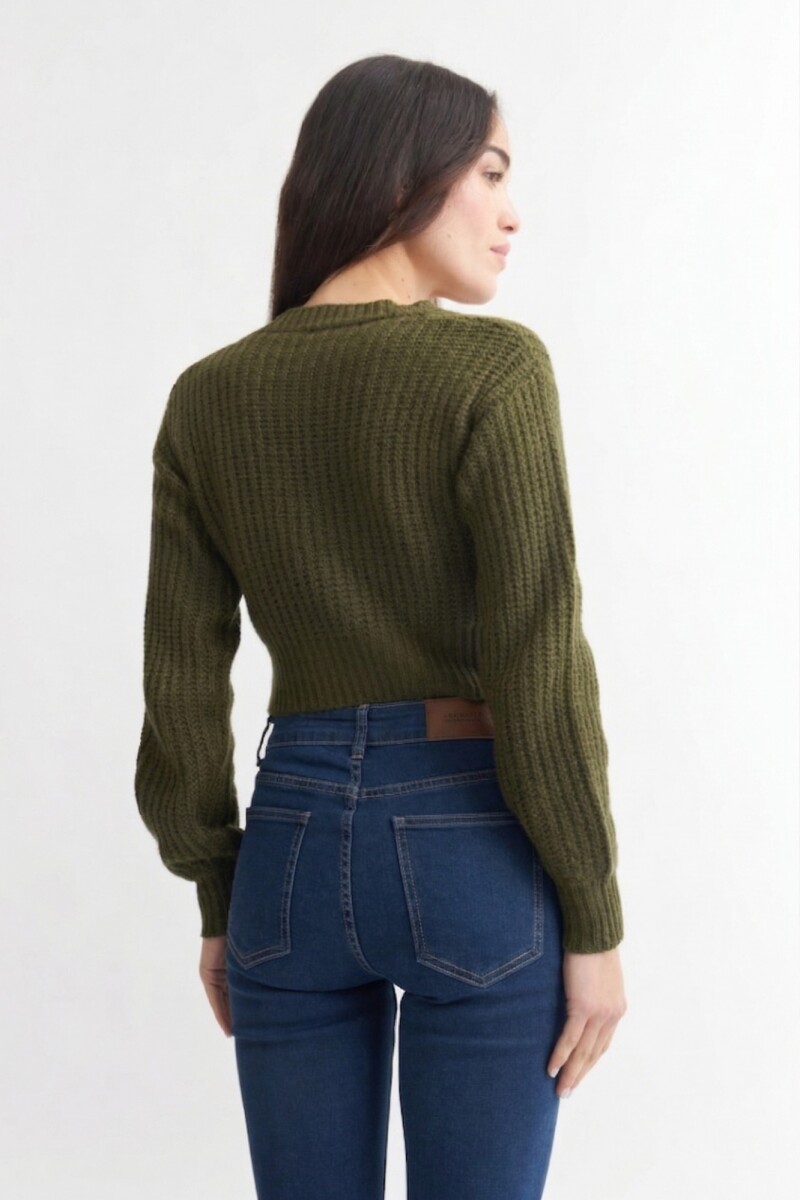 Cardigan con manga balloon VERDE OLIVA