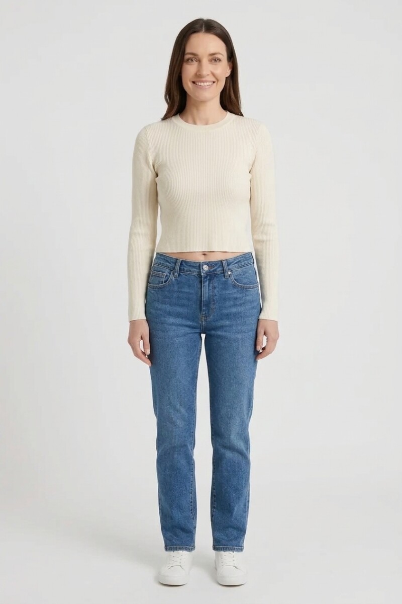 Sweater tejido rib escote a la base CRUDO