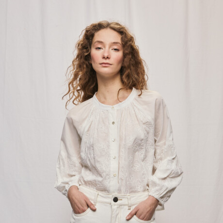 SHORT FLORE Blanco