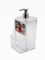 DISPENSADOR DE JABON CON PORTA ESPONJA TRANSPARENTE
