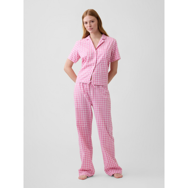 V-SS POPLIN TOP SP FAM PINK GINGHAM