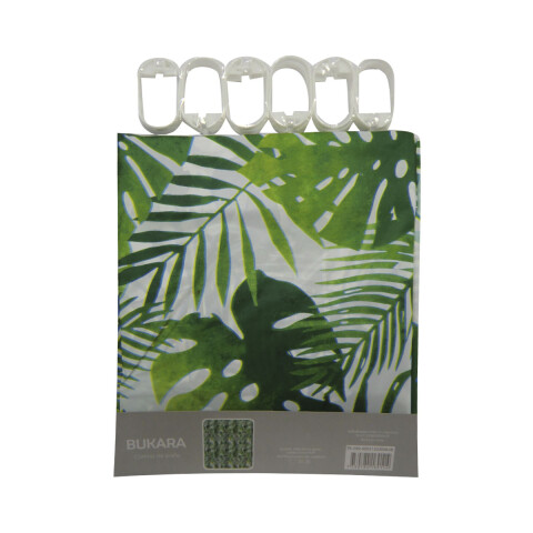 Cortina Baño Bukara con Argollas 180 x 180 cm 299 HOJAS VERDE