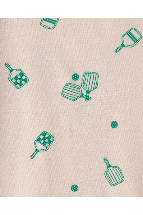 Remera de algodón, manga corta, beige, diseño pickleball Sin color