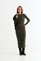 Vestido manga larga midi VERDE OLIVA