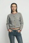 Cardigan con multi botones y pespuntes gris melange