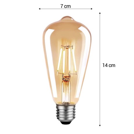 Lámpara LED Filamento Ámbar PERA ST64 8W E27 Dimerizable 2200K Lámpara Filamento Pera LED ST64 8W Dimerizable