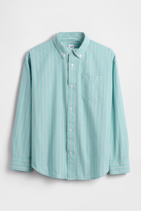 Camisa Poplin Niño Teal Stripe