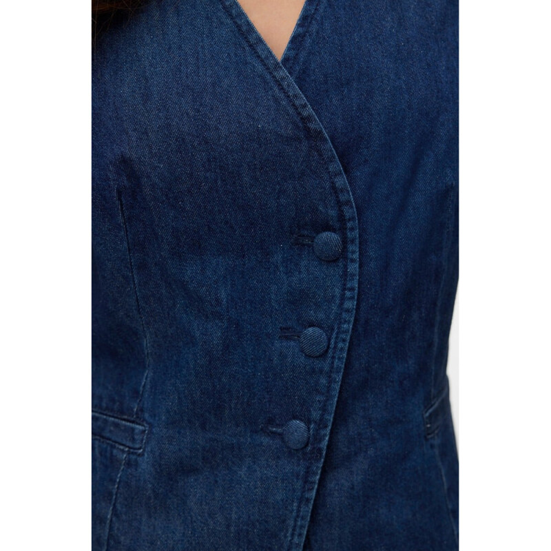 VMMINDY SL DENIM WAISTCOAT SI332 Dark Blue Denim