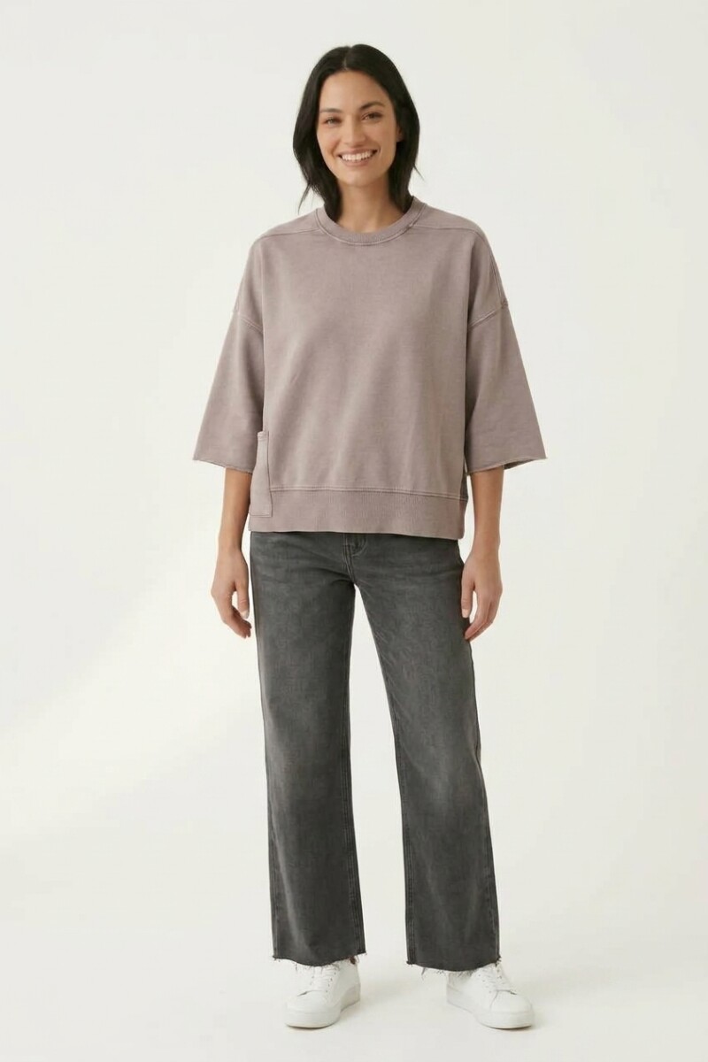 Sweatshirt manga 3/4 con bolsillo Rosa Palido