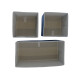 Set x3 organizadores de tela PVC 14x14x11cm/28x14x11cm CELESTE