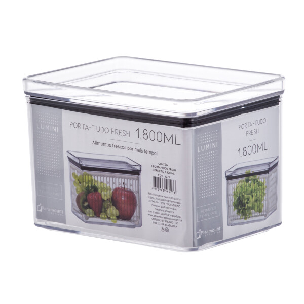 POTE HERMETICO LUMINI RECTANGULAR FRESH 1.8 LT TRANSPARENTE