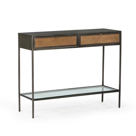 CONSOLA MADERA-Y-METAL MARRON VITRO AVELLANA