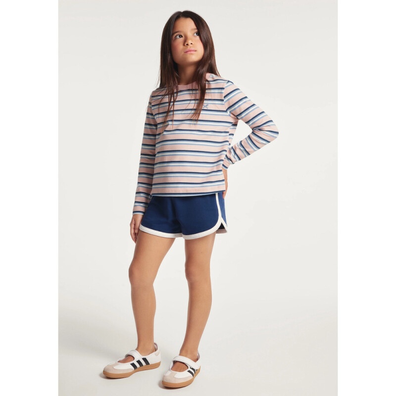 BLUSA ML FEM ROSA COM AZUL
