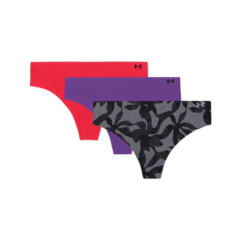 UA PURE STRETCH NO SHOW THONG - NOVELTY (3 PACK) LAV-001
