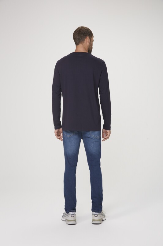 CAMISETA ML MASC AZUL ESCURO