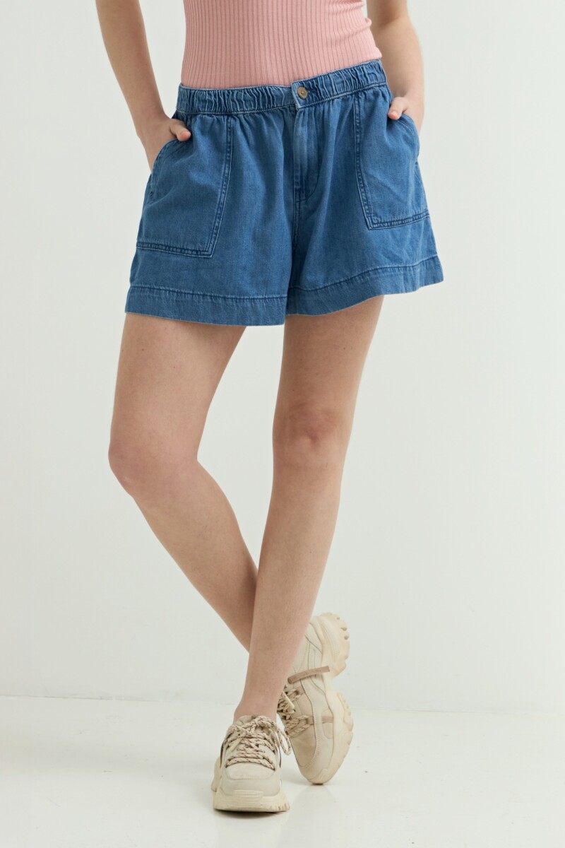 Short con cintura elastizada JEAN OSCURO