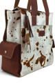 Bolso Tote de Cuero Vacuno y Pelo Natural Marrón