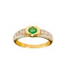Anillo Solitario-Oro 18k-Piedra Esmeralda y Zirconia-AN9506 conpiedra