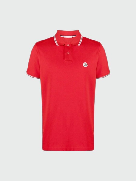 Moncler - Remera polo confeccionada en piqué de algodón Rojo