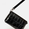 Bandolera Oasis en cuero grabado big croco Negro