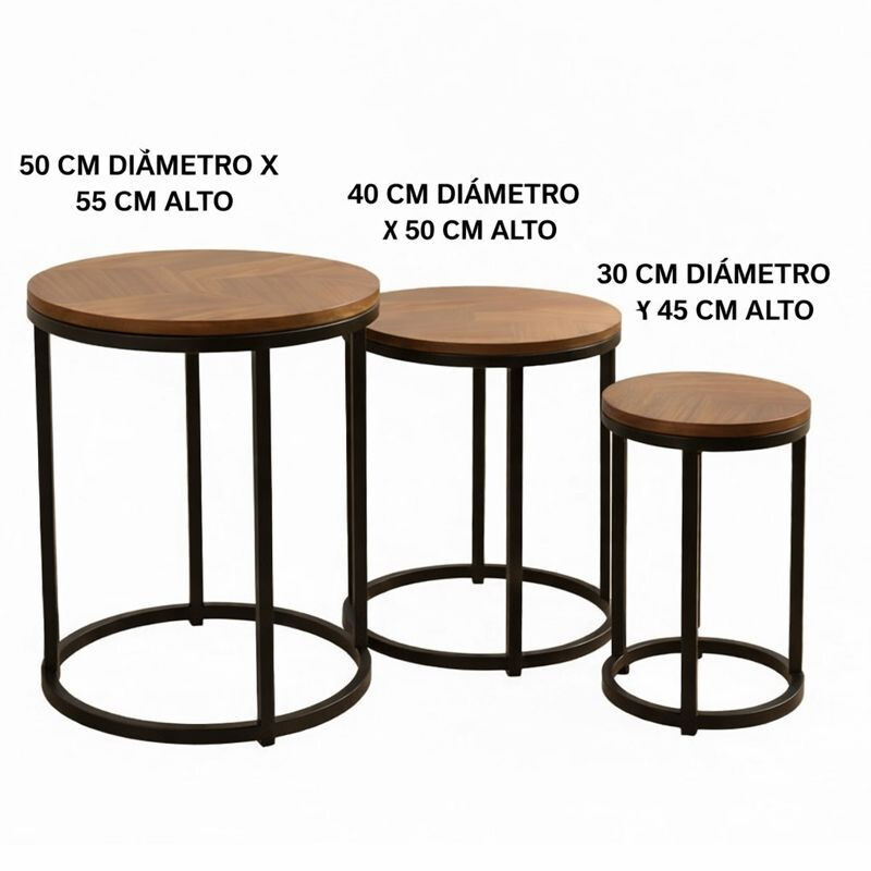 Mesa Nido Redonda Set de 3 piezas Mesa Nido Redonda Set de 3 piezas