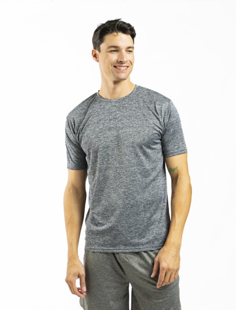 Remera Deportiva Dry Fit Gris Oscuro Melange
