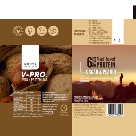 Protein Bar Vegan Caja x 12 Brota - Cacao & Peanut