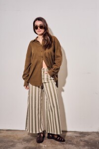 Camisa Con Lino Oliva