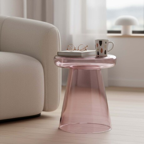 MESA LATERAL VIDRIO ROSA LUNA ROSADO