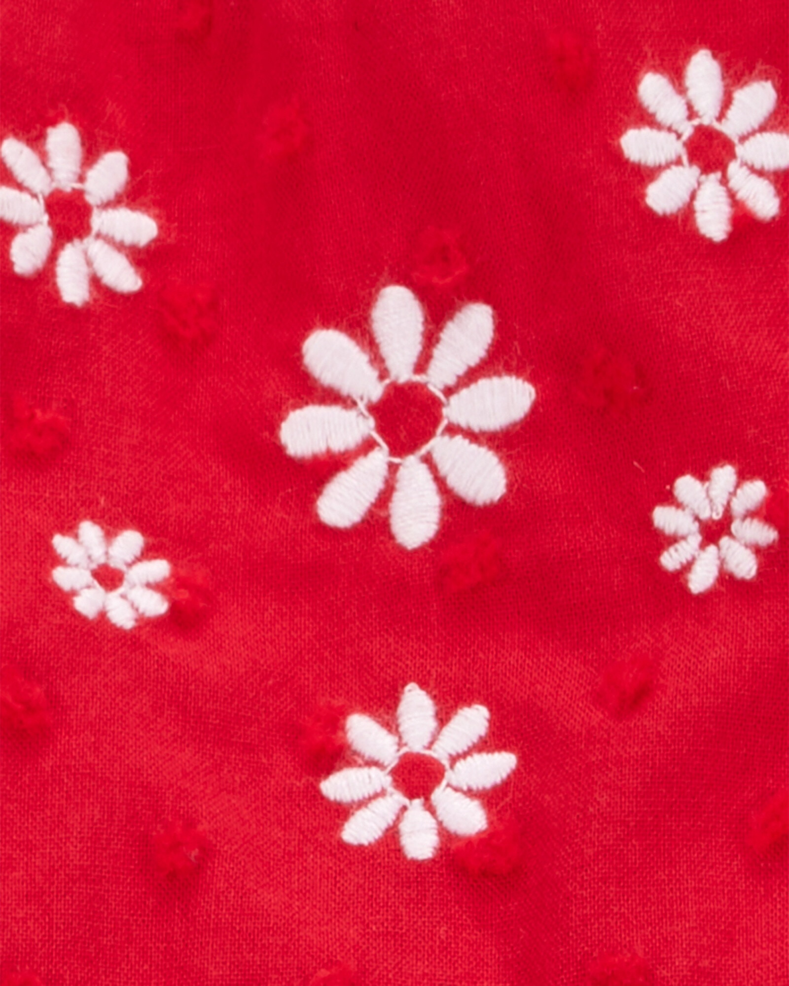 Vestido de algodón, con lunares y flores bordados, rojo Sin color