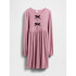 LS SNIT BOW FRONT DRS WISPY MAUVE WASH
