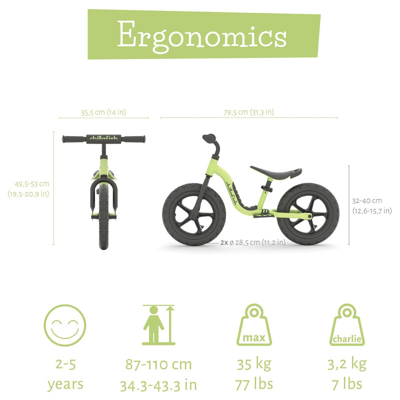 Bicicleta de equilibrio Charlie Sport 12" Pistacho Chillafish Bicicleta de equilibrio Charlie Sport 12" Pistacho Chillafish