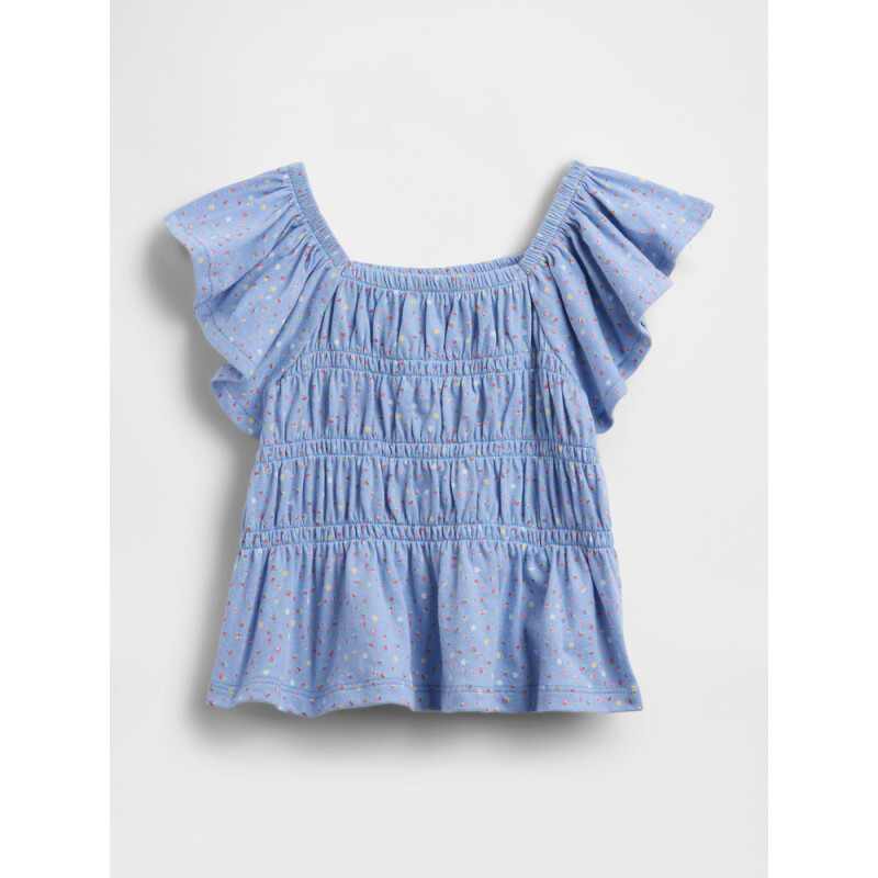 SS FLTR SMOCKED JSY TOP - MARCH SHIRTING BLUE