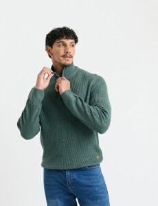 470587 SWEATER PUNTO MEDIO CIERRE HARRY Verde