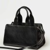 Cartera de mano Mila en cuero liso Negro
