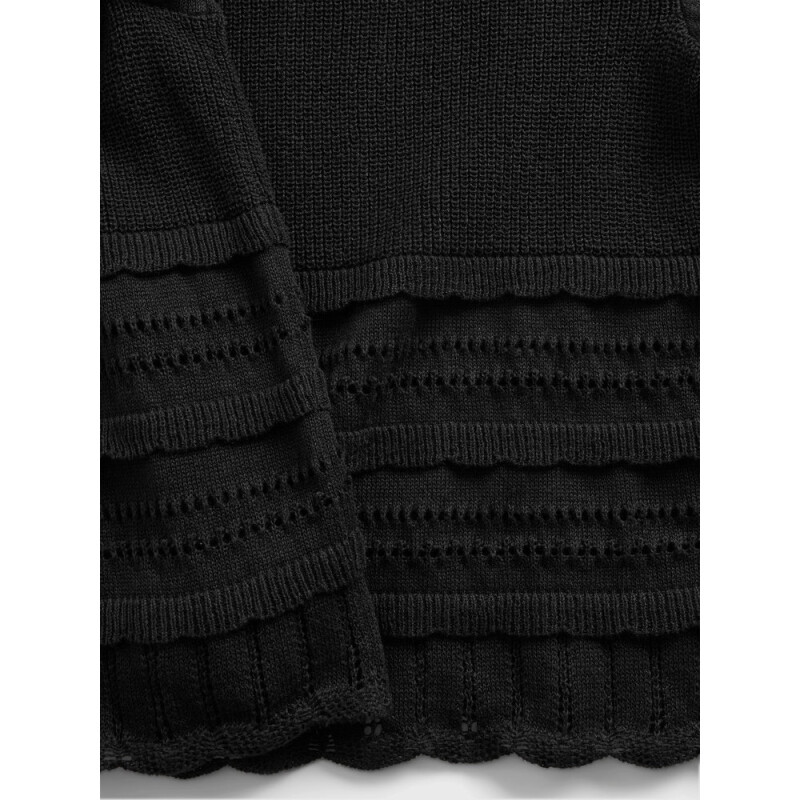 SS LINEN POINTELLE TOP BLACK