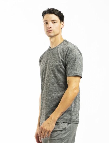 Remera Deportiva Dry Fit Gris Oscuro Melange