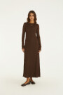 VESTIDO LARGO ENCAJE Marron