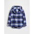 HOODED FLANNEL SHIRT BLUE PLAID