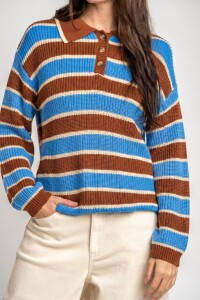 Sweater Polo Rayado Azul